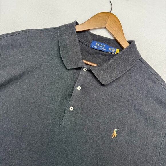 Ralph Lauren Polo Shirt Mens 3XL 3XL Big Gray Solid Embroidered Pony logo Preppy - Picture 2 of 8